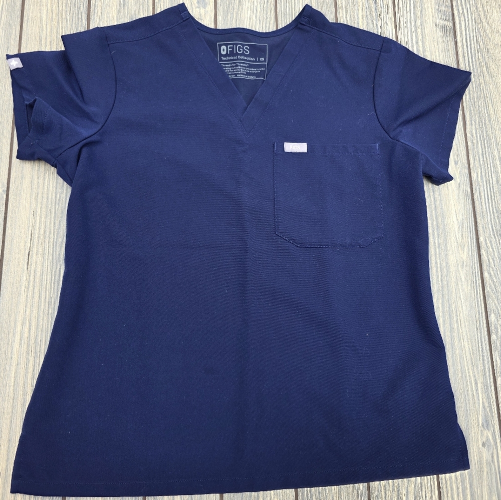 Figs Classic Navy Blue Scrub Top Size XS